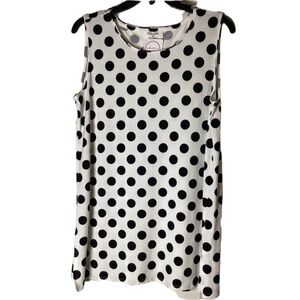 NWT Zenana White / Black Polka Dot Sleeveless Blouse